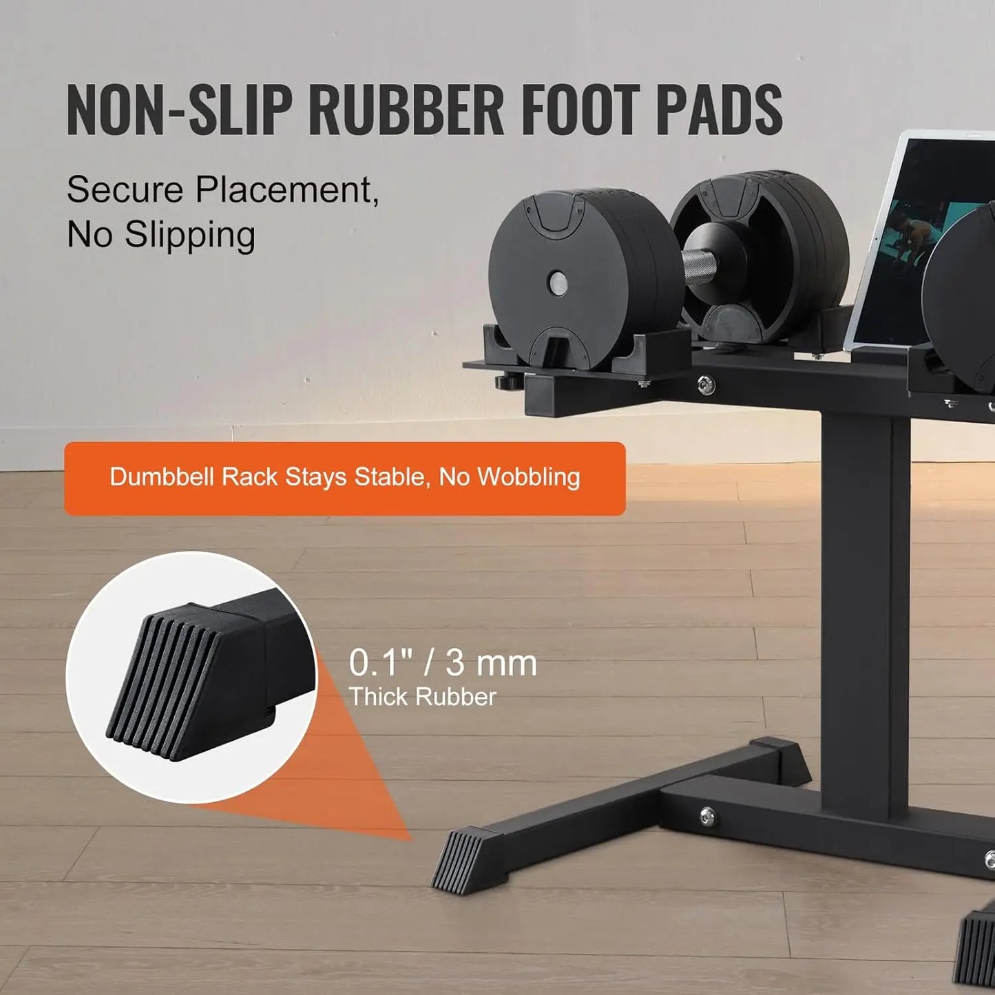 Adjustable Dumbbell Stand, up to 160 Pound Home Fitness Rack and Stand with Media Rack, Safe and Convenient Dumbbell Weight Hold
