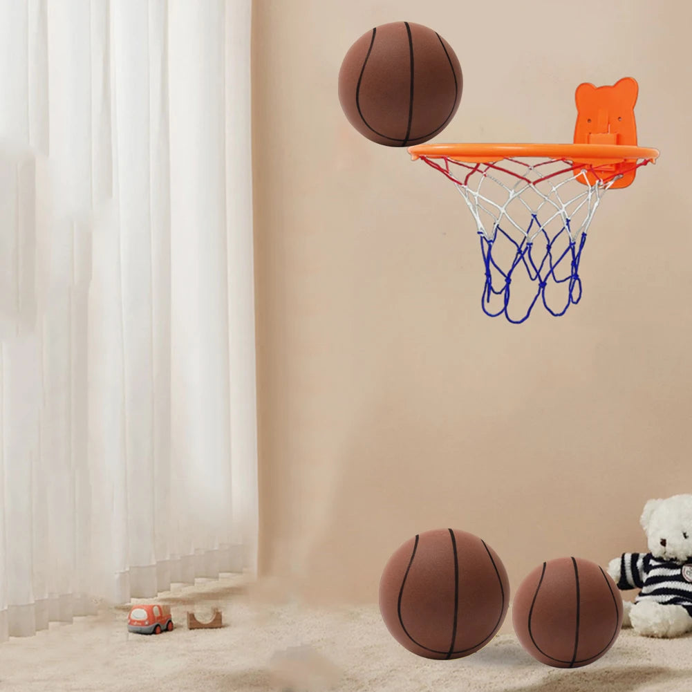 18/24 Cm Basketball with Basketball Hoop Silent Basketball Soft Indoor Quiet Training Ball Lightweight High Density Foam Ball