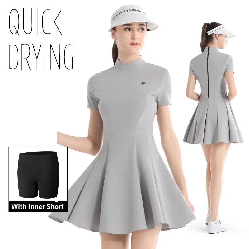 Women's Breathable High Waist Ruffle Golf Dress Korean Style