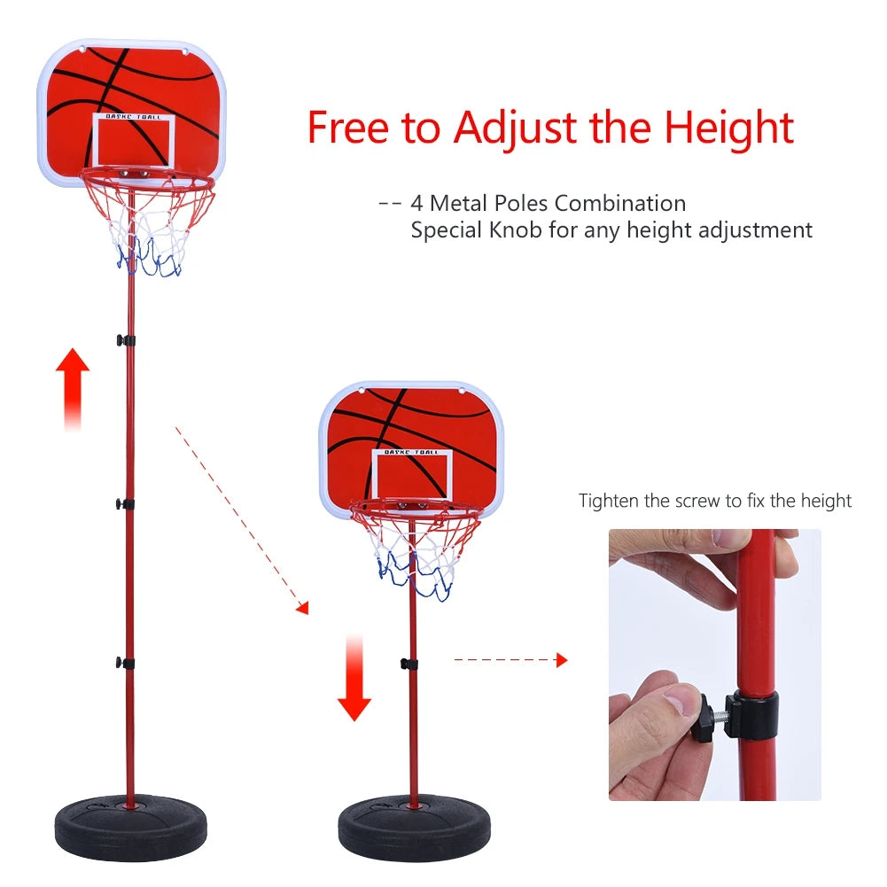 Basketball System Height Adjustable Basketball Stand System Hoop Backboard Net Kit for Children Adjustable Basketball System
