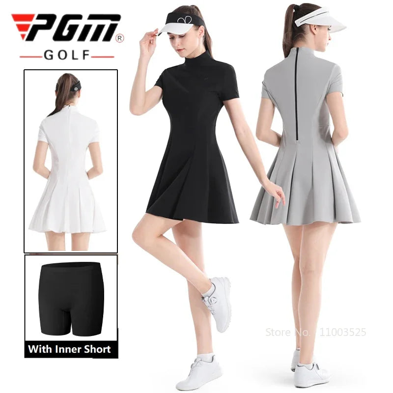 Women's Breathable High Waist Ruffle Golf Dress Korean Style