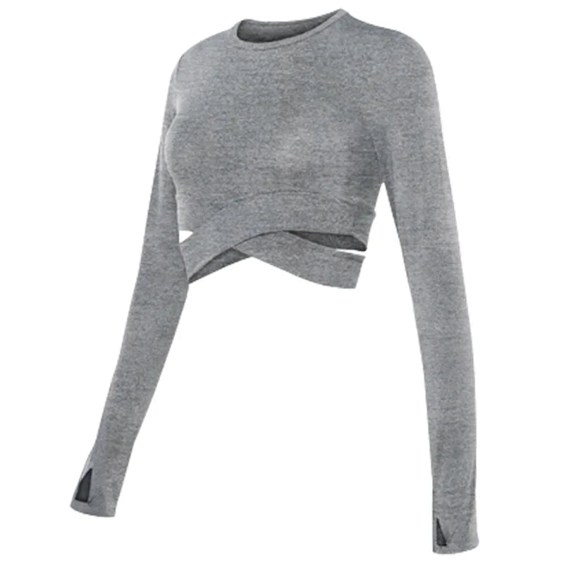 Women’s Quick Dry Long Sleeve Yoga Crop Top Sportswear