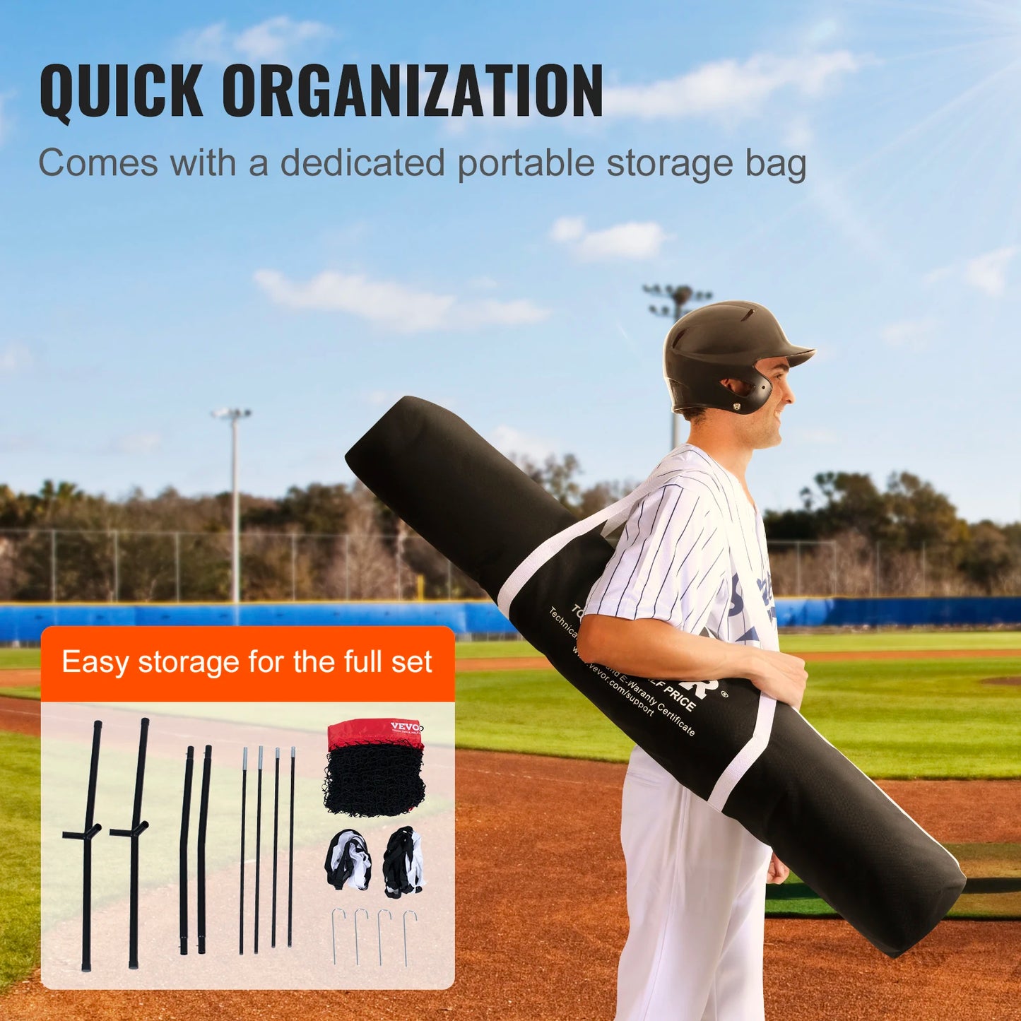 VEVOR 5x5ft Portable Baseball Softball Practice Net for Hitting Batting Catching Pitching with Bow Frame Carry Bag Strike Zone