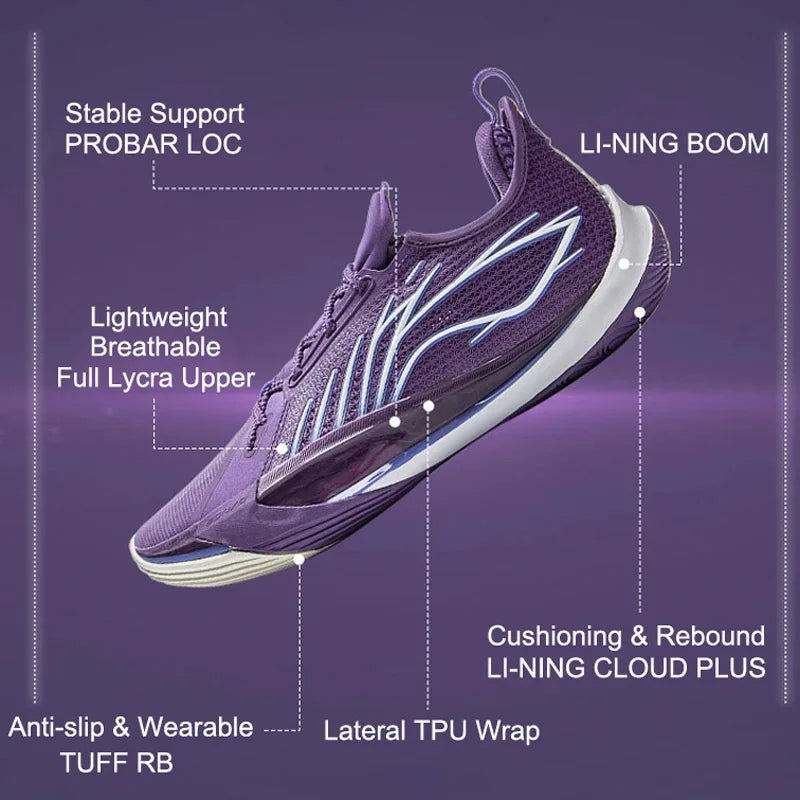 Li-Ning Men SONIC XIII Professional Basketball Shoes BOOM Cushion TUFF RB Wearable LiNing Competition Sports Shoes ABAV025