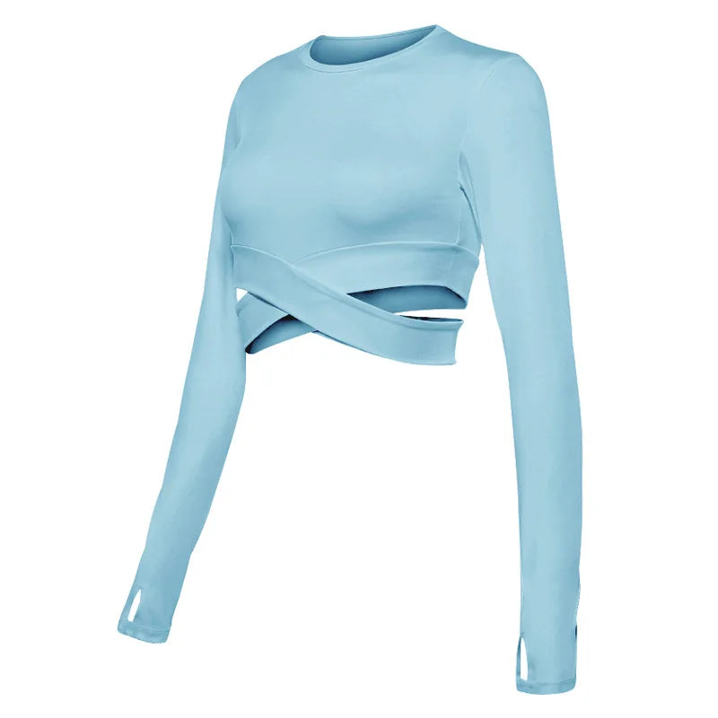 Women’s Quick Dry Long Sleeve Yoga Crop Top Sportswear