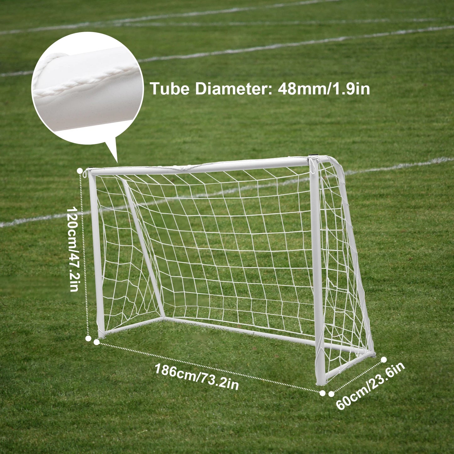 Metal Soccer Goal Soccer Goal for Backyard 6x4 FT Soccer Goal with Steel Frame Net and Ground Stakes for Kids Adults
