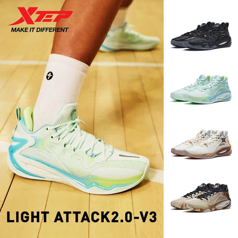 Xtep Light Attack 2.0 V3 Basketball Shoes For Men 2024 Spring Men's Mid Top Wear-Resistant Training Sneakers 876119120010