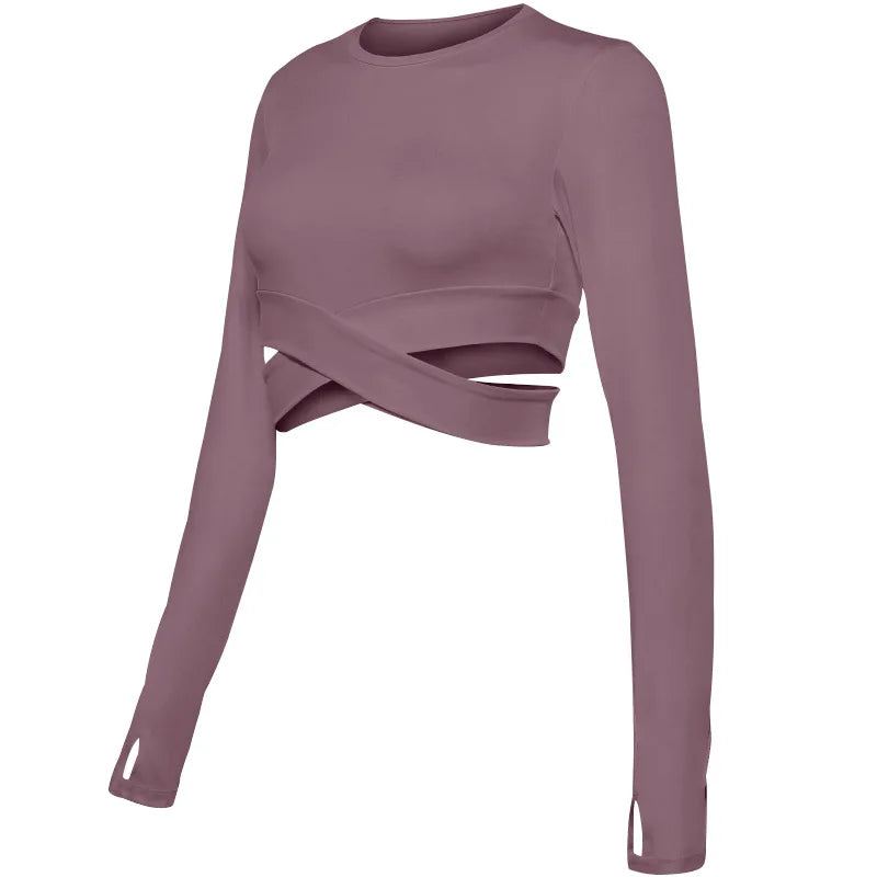 Women’s Quick Dry Long Sleeve Yoga Crop Top Sportswear