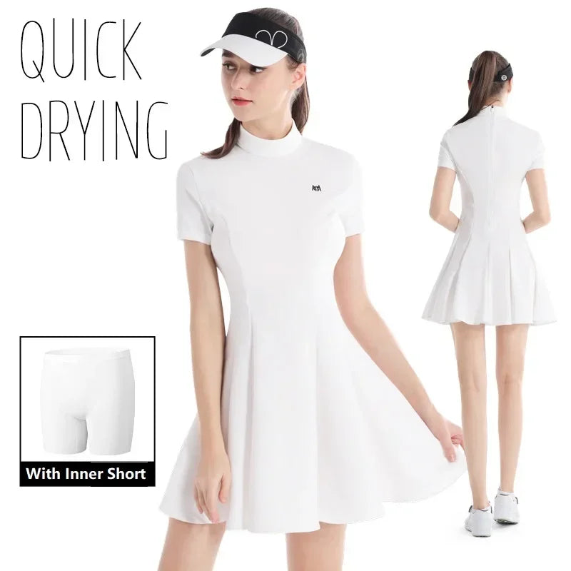 Women's Breathable High Waist Ruffle Golf Dress Korean Style