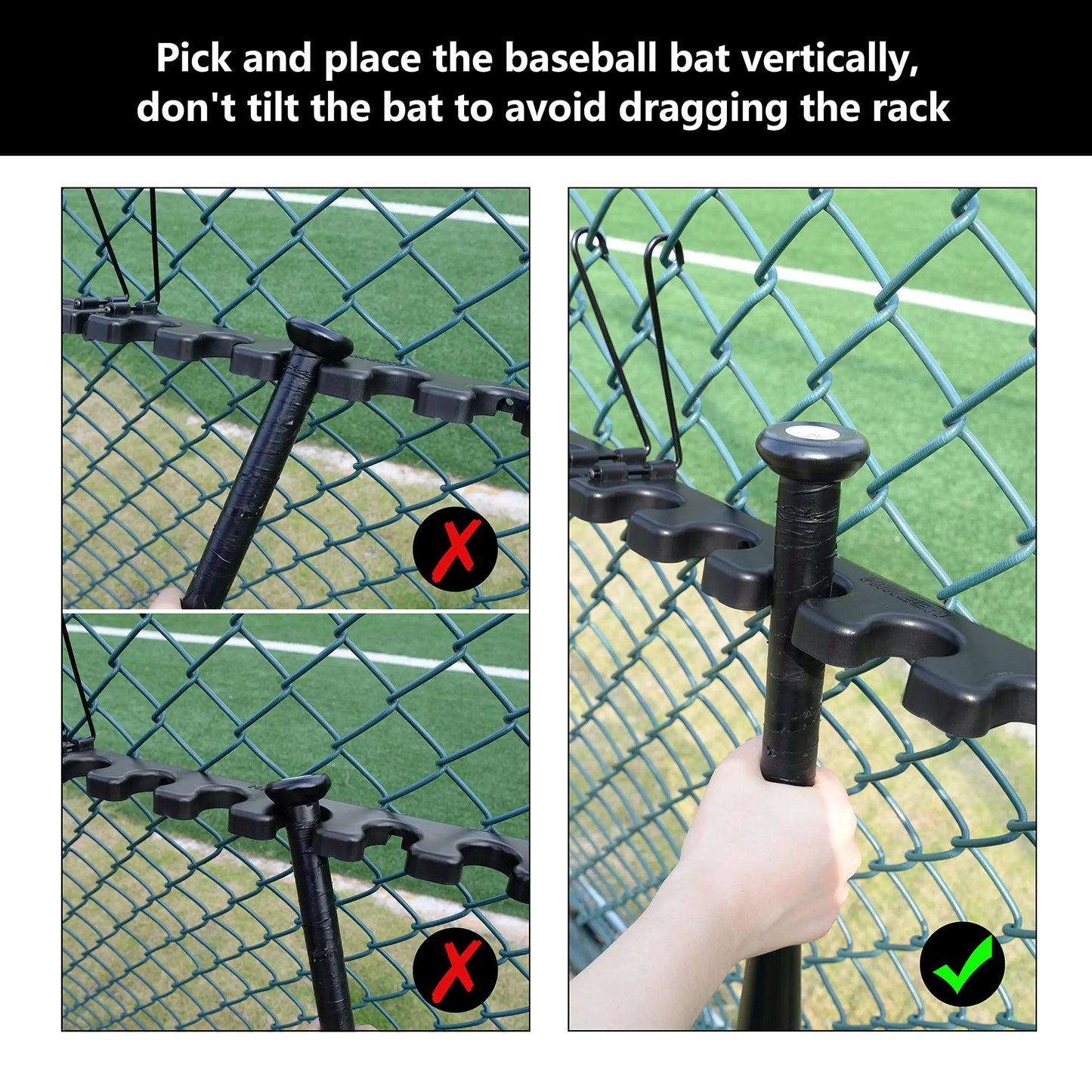 Hikeen Baseball Bat Rack Dugout Organizer Bat Holder for Storage 12 Bats, Foldable For Stadium