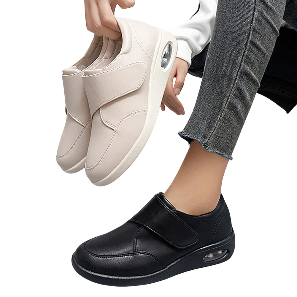Women Diabetic Shoes Leather Walking Shoes Comfortable Lightweight Edema Sneakers Air Cushioned Shoes for Plantar Fasciitis