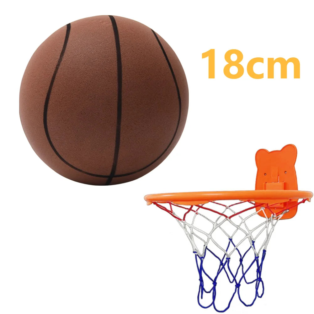 18/24 Cm Basketball with Basketball Hoop Silent Basketball Soft Indoor Quiet Training Ball Lightweight High Density Foam Ball