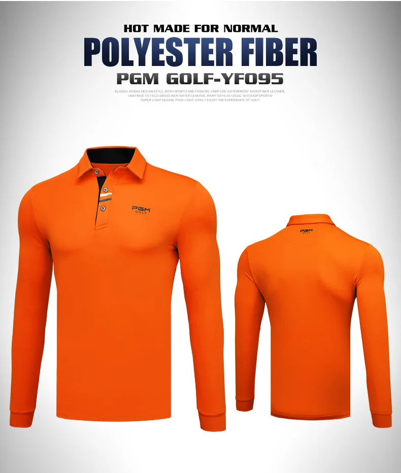PGM Mens Long Sleeve Golf Shirt Warm Stretch Top Casual