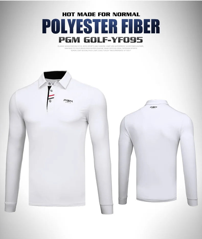 PGM Mens Long Sleeve Golf Shirt Warm Stretch Top Casual