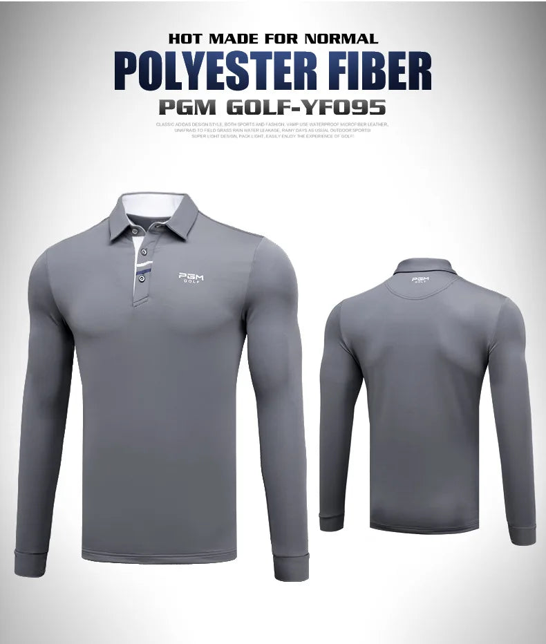 PGM Mens Long Sleeve Golf Shirt Warm Stretch Top Casual