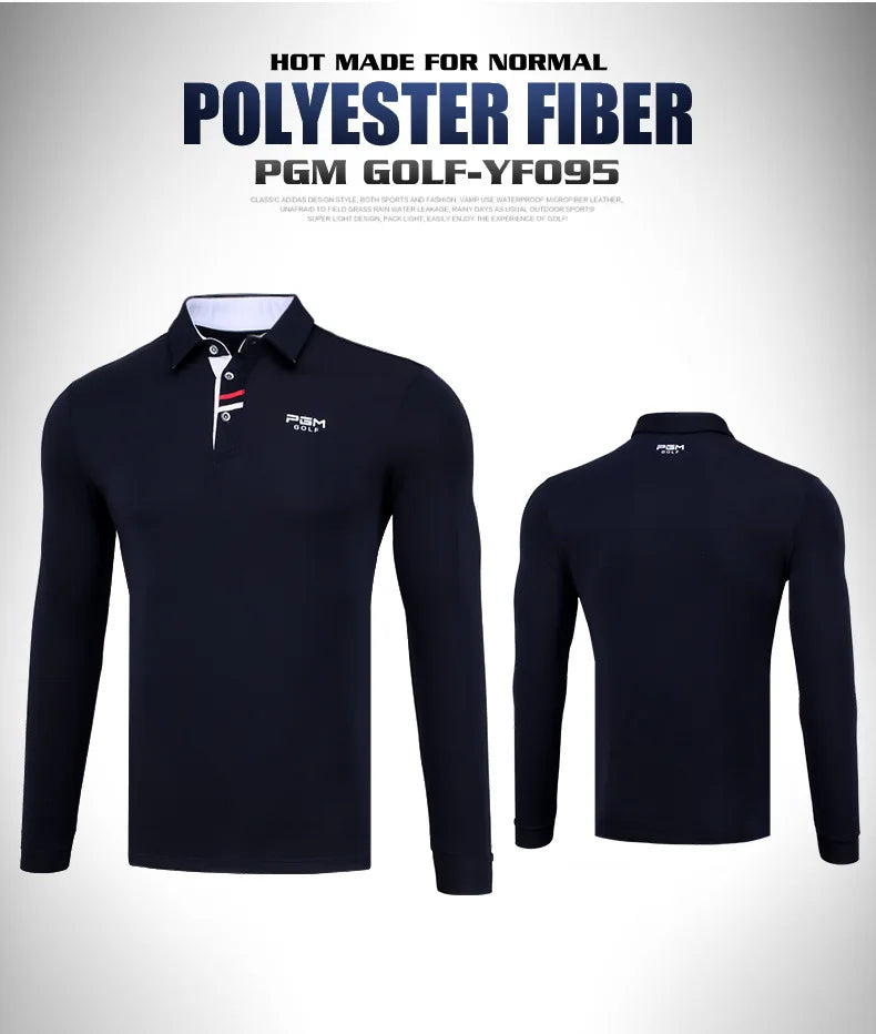 PGM Mens Long Sleeve Golf Shirt Warm Stretch Top Casual