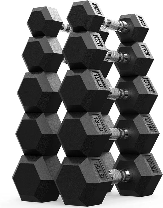 Dumbbell Set Rubber Encased Home Gym Dumbbells Exercise Fitness Weights Dumbbells Set of 2 for Women Men Hand Weight for Strengt