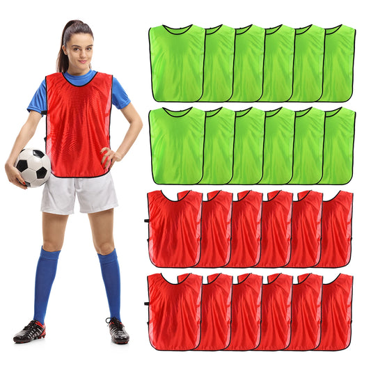 Green Soccer Training Vests 24pcs Durable Youth Football Pinnies