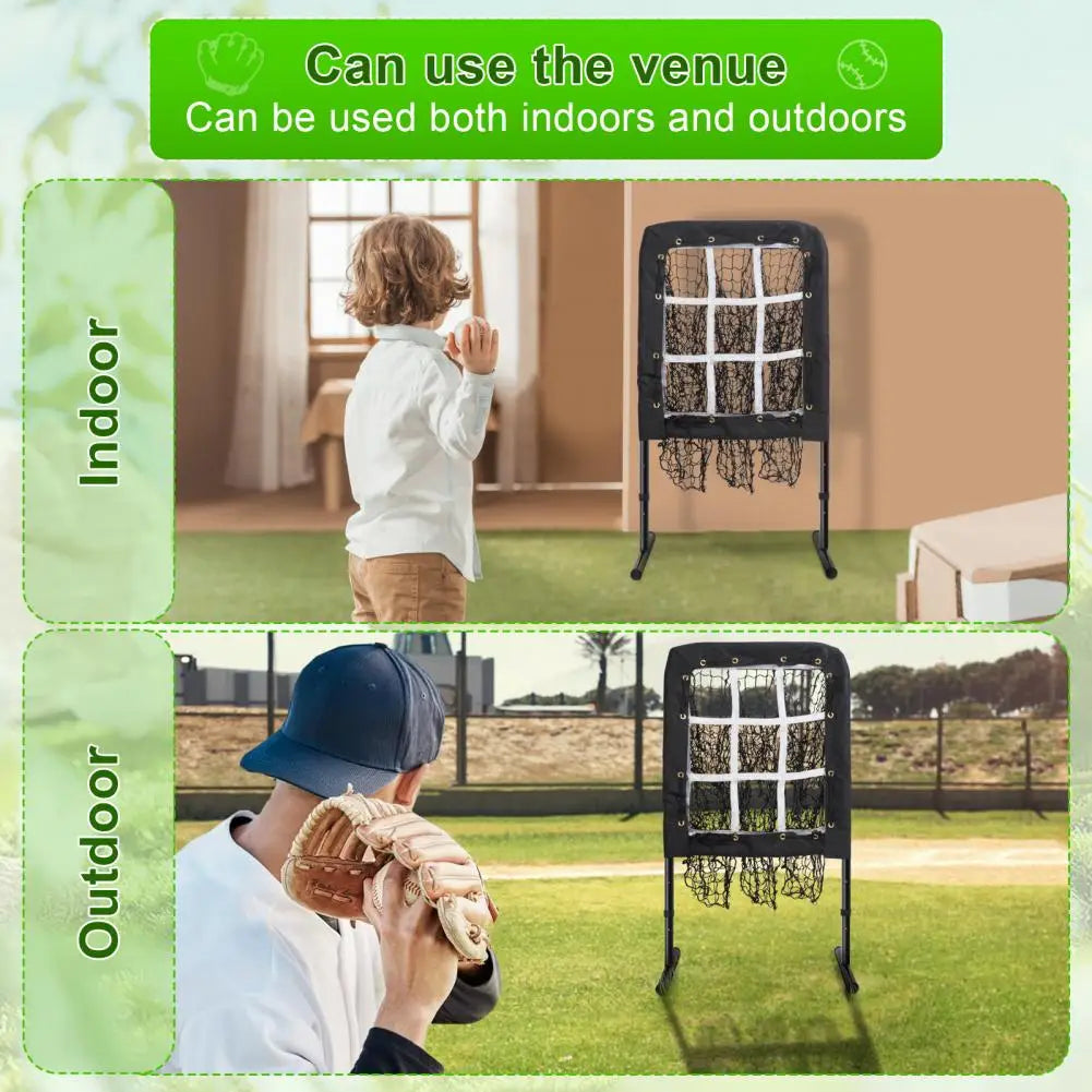 Baseball Pitching Net with Strike Zone, Softball Practice Net with Ground Stakes to Increase Stability, 9 Holes Outdoor Baseball