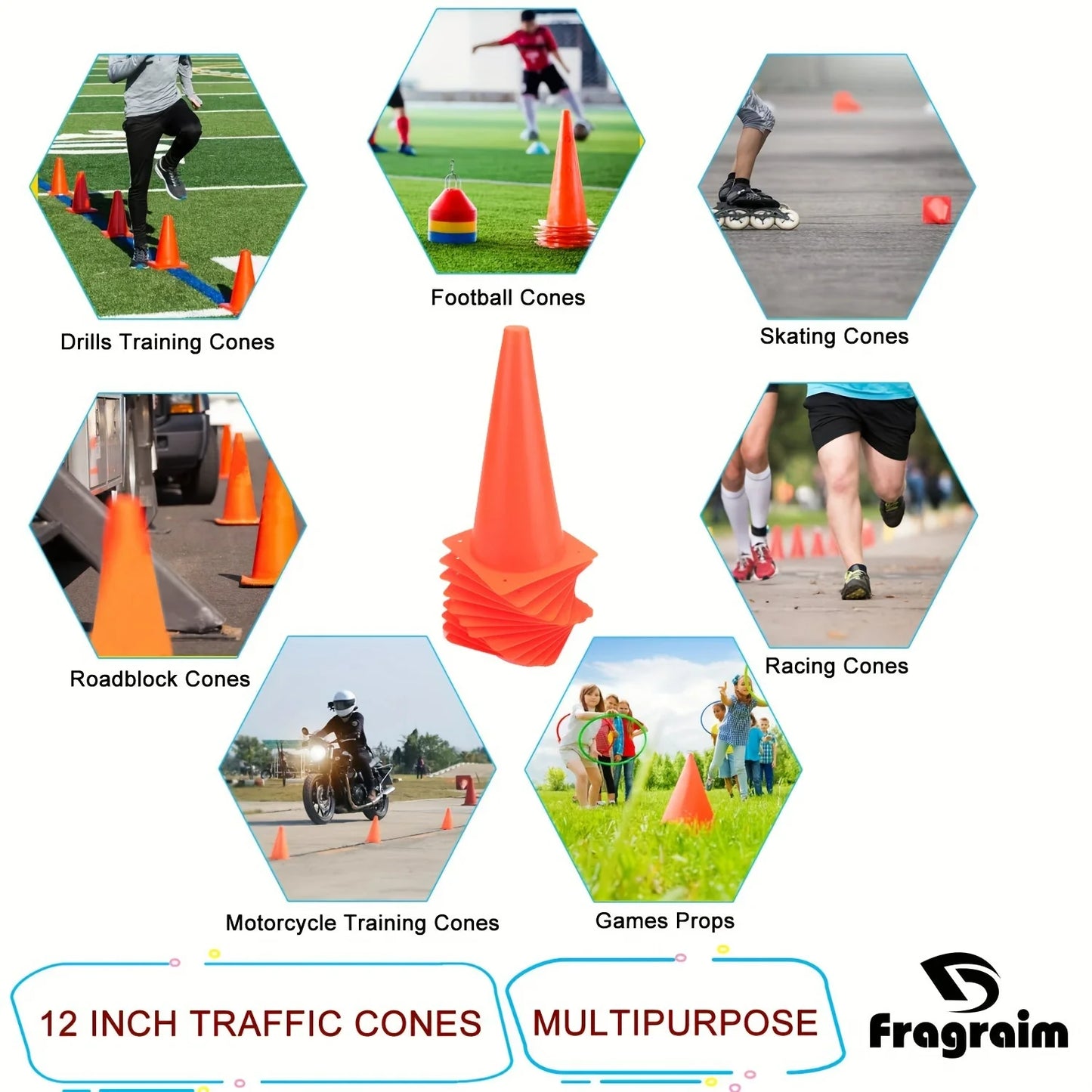 Durable Traffic Training Cones for Soccer Basketball and Football