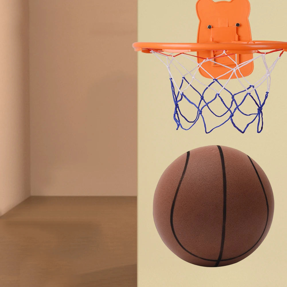 18/24 Cm Basketball with Basketball Hoop Silent Basketball Soft Indoor Quiet Training Ball Lightweight High Density Foam Ball