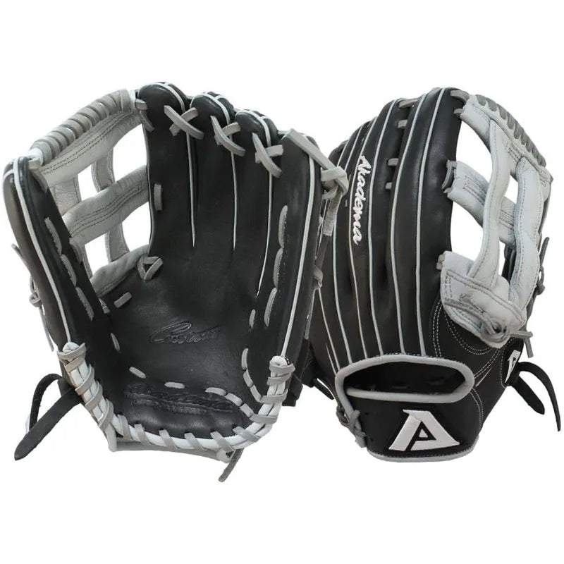 Akadema Prosoft Elite Series Baseball Outfielders Gloves, Black/Silver, Left Hand, 12.75 Inches