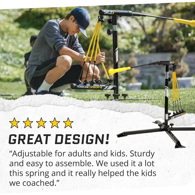 SKLZ Hurricane Batting Swing Trainer for Baseball & Softball - Durable Swing Arm - 4 Power Band System - High-Visibility