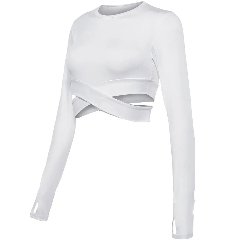 Women’s Quick Dry Long Sleeve Yoga Crop Top Sportswear