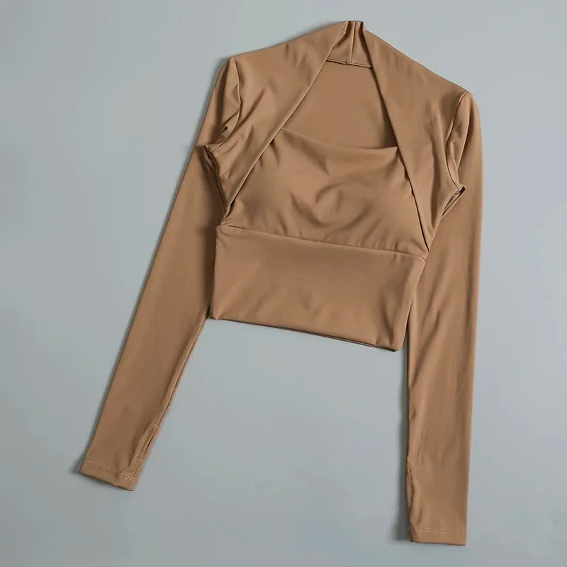 CN Fitness Chest Cushion Top Women Long Sleeve Shirt Yoga
