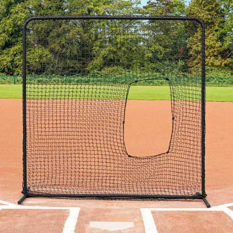 FORTRESS Pitching Screen – Perfect Net & Batting Technique for Pitchers Softball & Baseball - Out Through Net [7ft x 7ft]