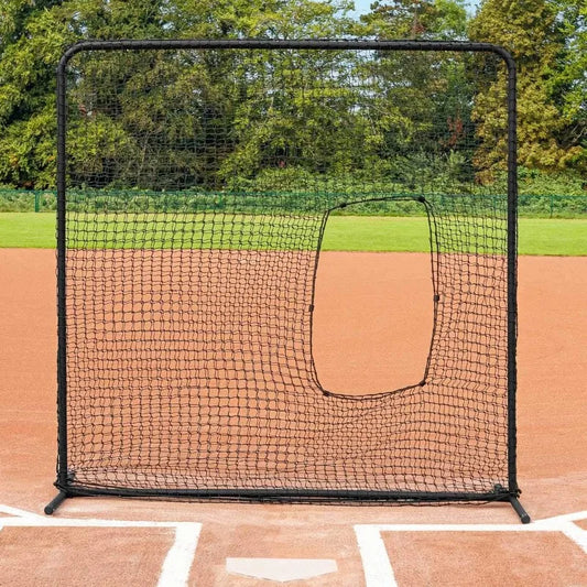 FORTRESS Pitching Screen – Perfect Net & Batting Technique for Pitchers Softball & Baseball - Out Through Net [7ft x 7ft]