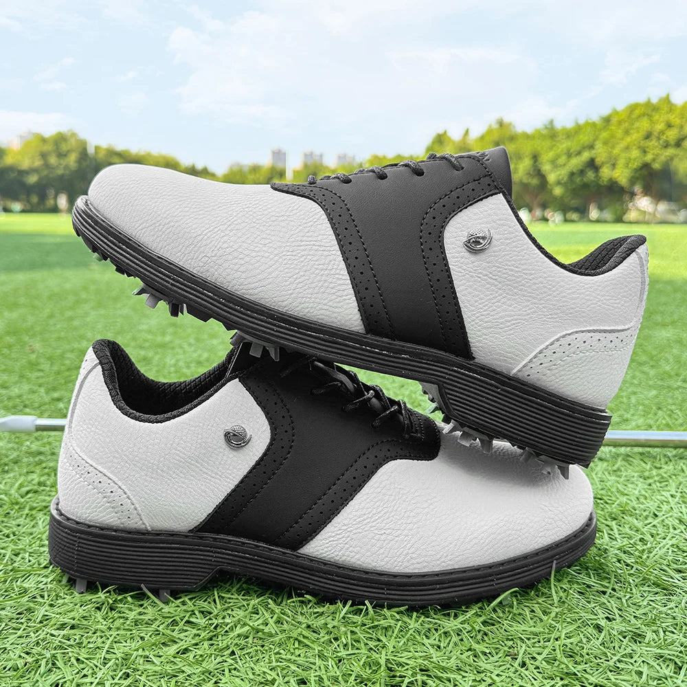 Lenox Men Golf Shoes Spikes Lace-Up Walking Footwear