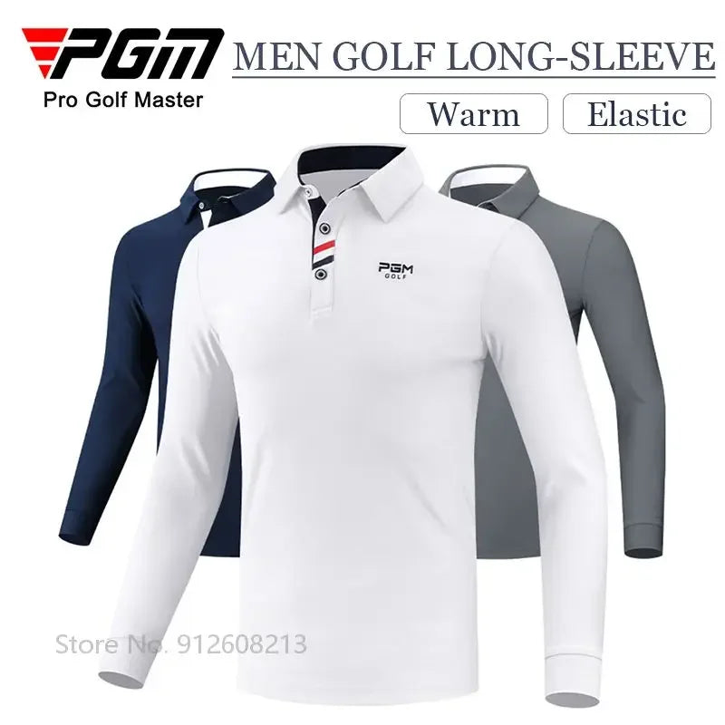 PGM Mens Long Sleeve Golf Shirt Warm Stretch Top Casual