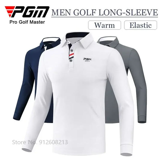 PGM Mens Long Sleeve Golf Shirt Warm Stretch Top Casual