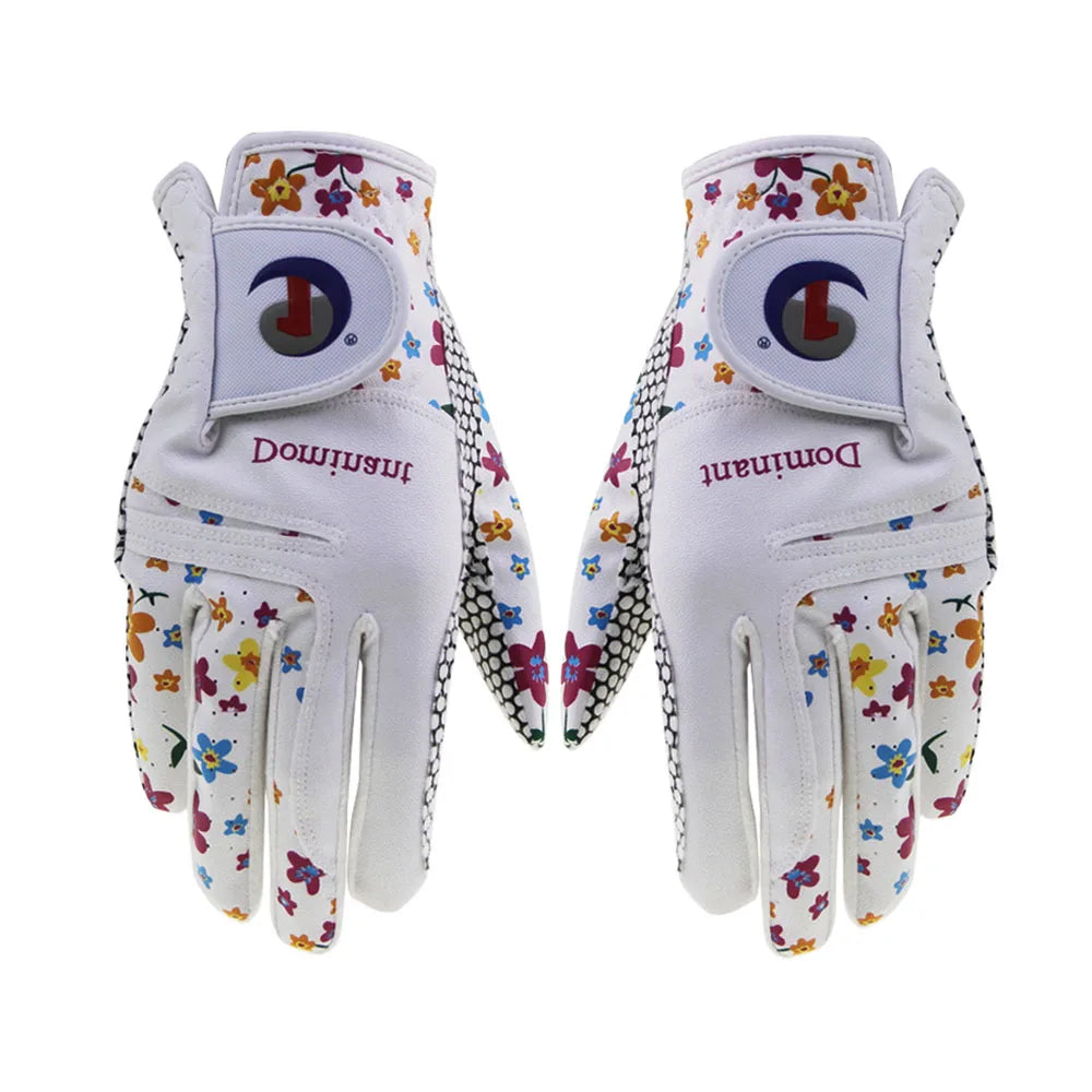 Breathable Floral Golf Gloves for Women and Ladies Pair
