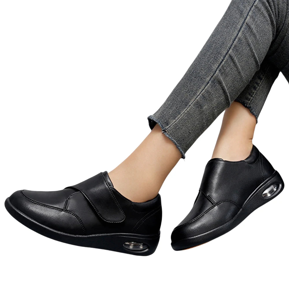 Women Diabetic Shoes Leather Walking Shoes Comfortable Lightweight Edema Sneakers Air Cushioned Shoes for Plantar Fasciitis
