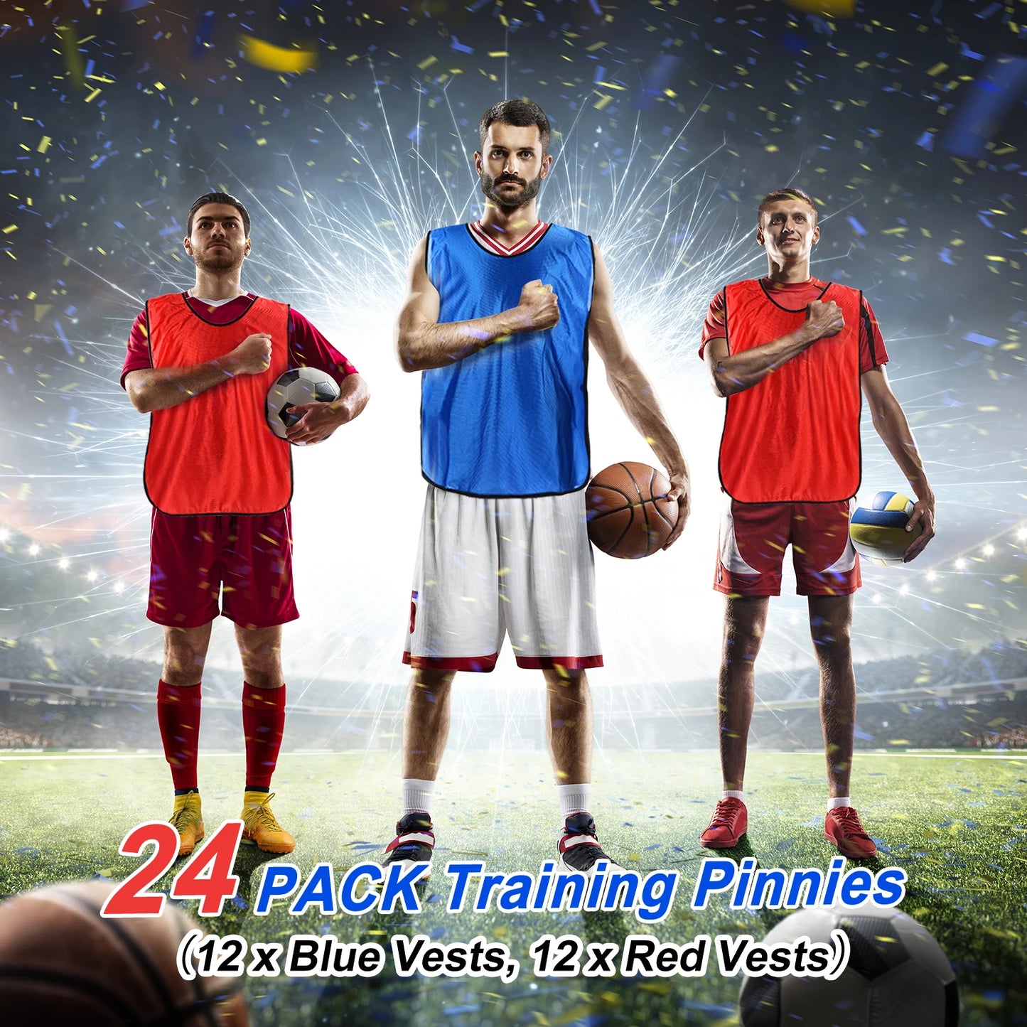 Green Soccer Training Vests 24pcs Durable Youth Football Pinnies