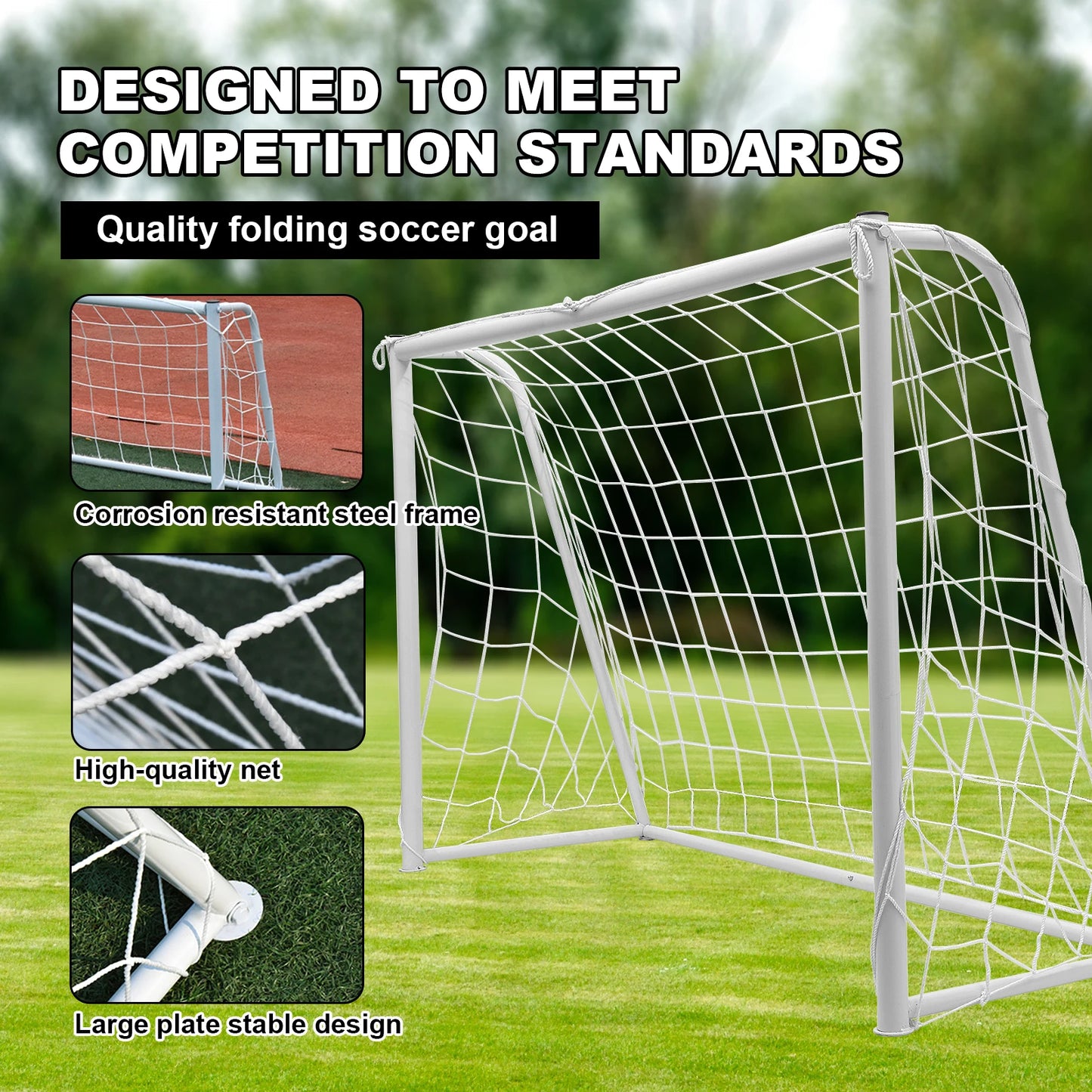 Metal Soccer Goal Soccer Goal for Backyard 6x4 FT Soccer Goal with Steel Frame Net and Ground Stakes for Kids Adults