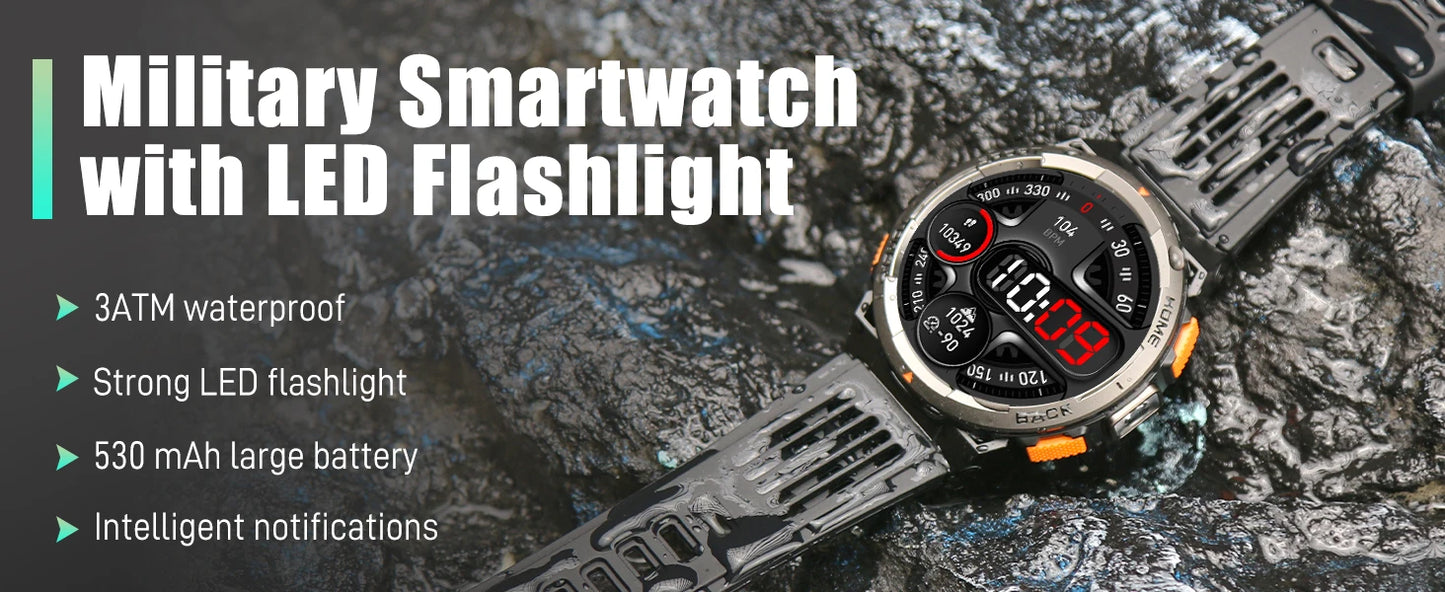 EIGIIS KE5 Smart Watch With Compass Altitude Barometer LED Flashlight