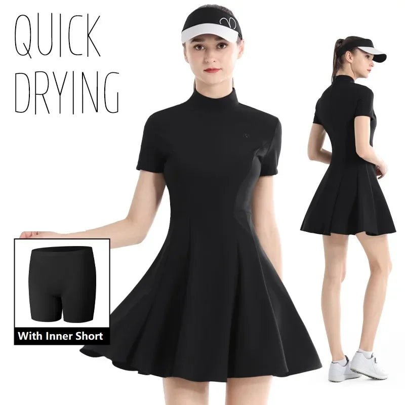 Women's Breathable High Waist Ruffle Golf Dress Korean Style