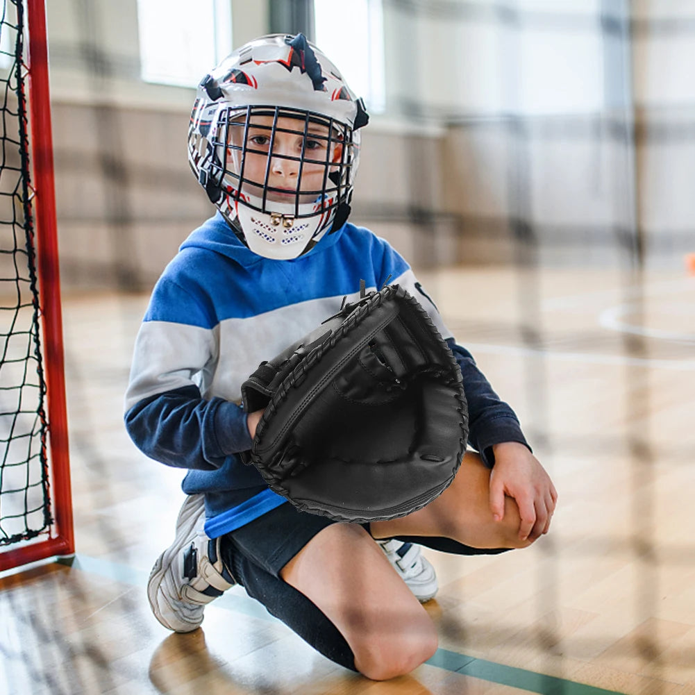 Baseball Softball Catcher Wear-resistant Baseball Glove PU Leather Beginner Play Training Catcher Mitt for Youth Adults Practice
