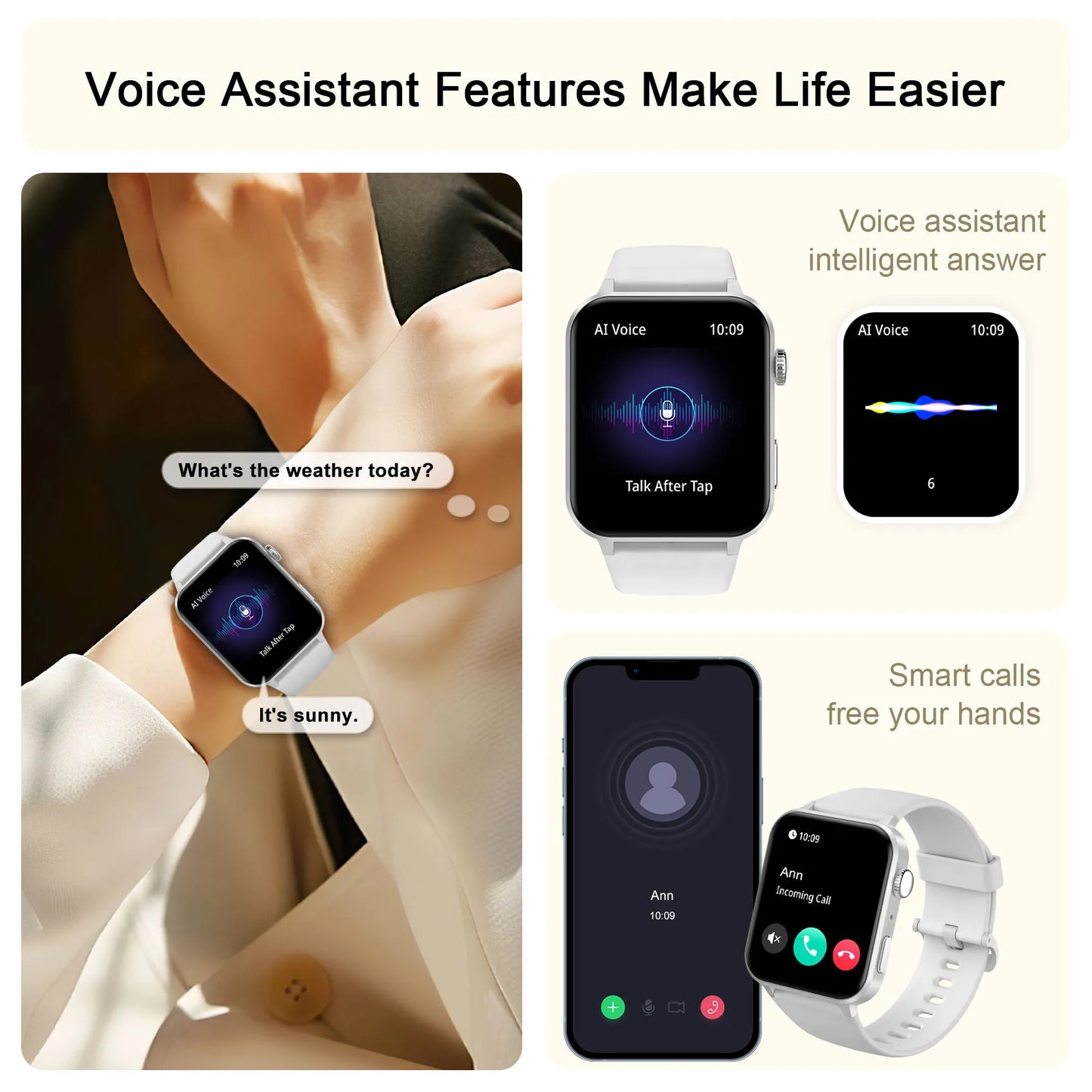 Blackview R30Pro Gray Smartwatch 1.85'' BT Call Waterproof Smart Watch Heart Rate SpO2 Monitor Man Woman Watches for Android IOS