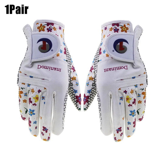 Breathable Floral Golf Gloves for Women and Ladies Pair