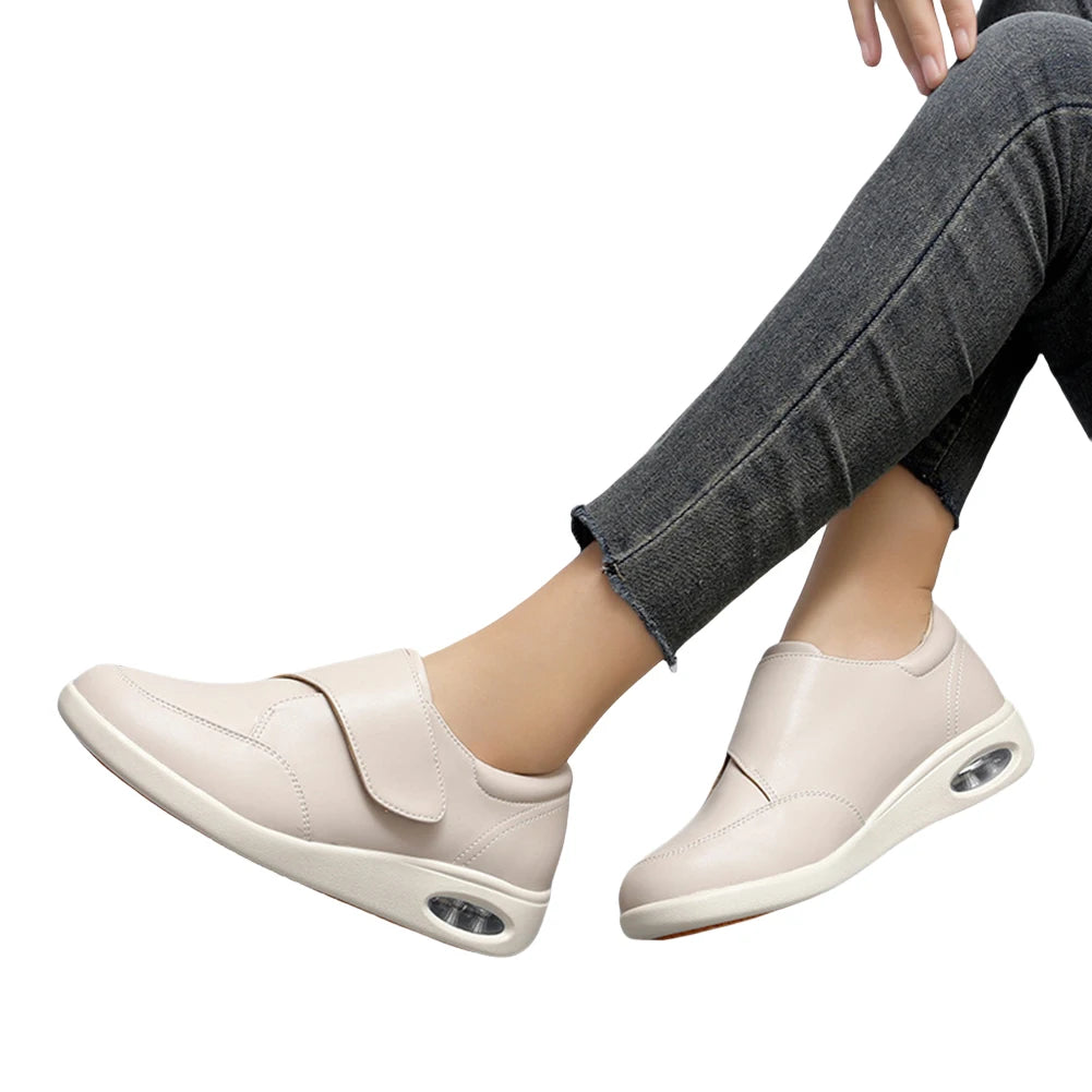 Women Diabetic Shoes Leather Walking Shoes Comfortable Lightweight Edema Sneakers Air Cushioned Shoes for Plantar Fasciitis
