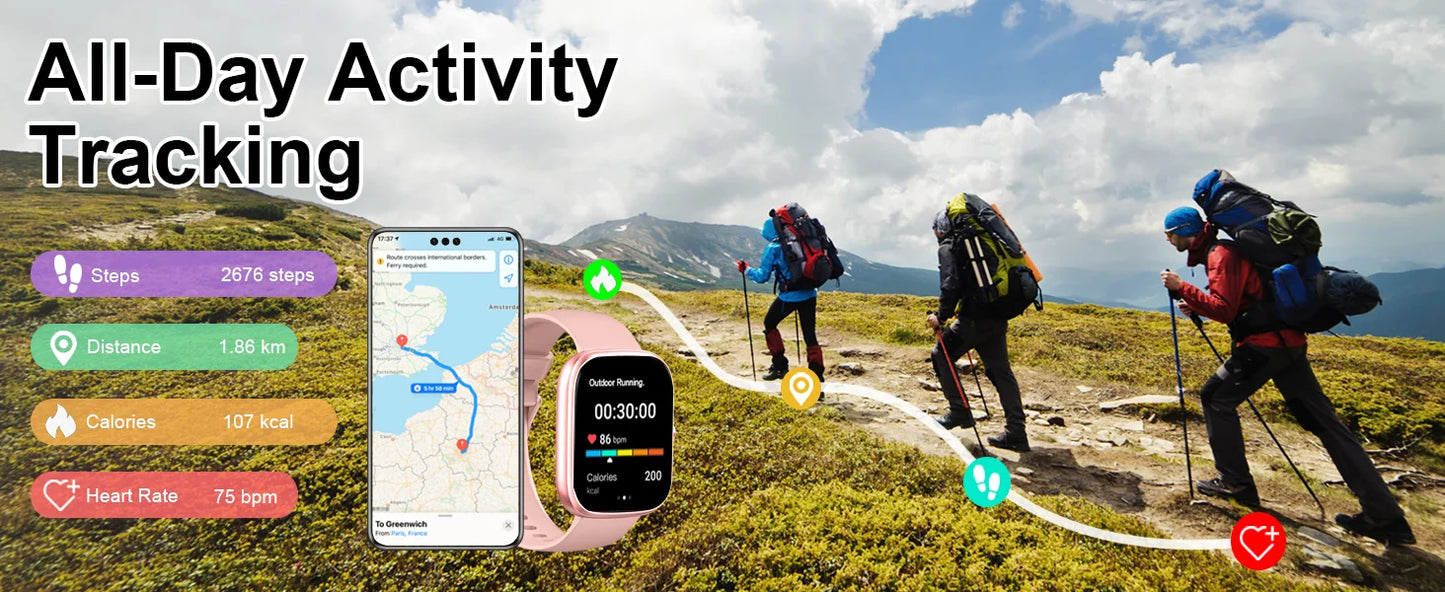 Nerunsa Smart Watch IP68 Waterproof Fitness Tracker