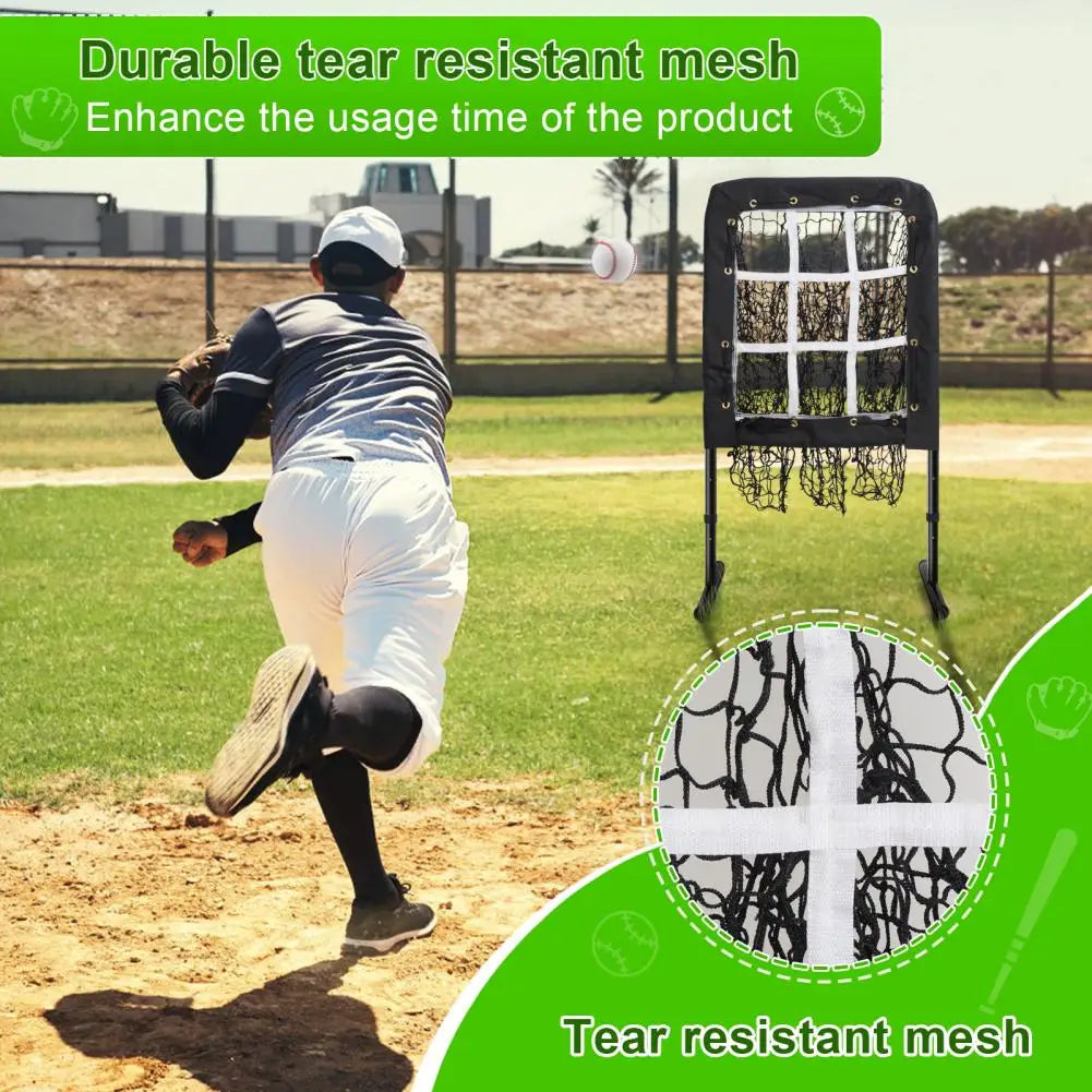 Baseball Pitching Net with Strike Zone, Softball Practice Net with Ground Stakes to Increase Stability, 9 Holes Outdoor Baseball