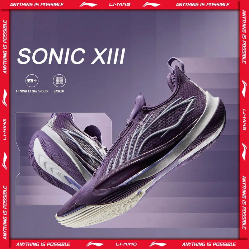 Li-Ning Men SONIC XIII Professional Basketball Shoes BOOM Cushion TUFF RB Wearable LiNing Competition Sports Shoes ABAV025