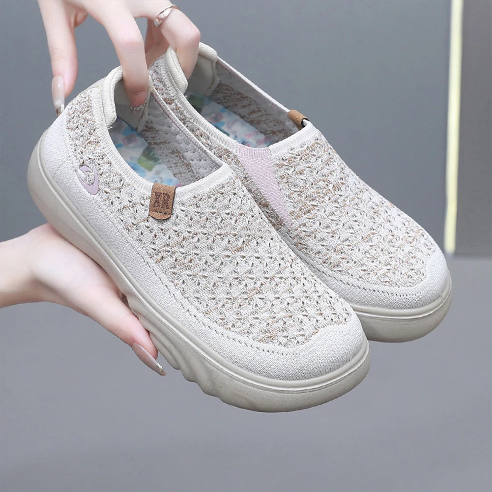 Women Anti Slip Thick Sole Walking Shoes Breathable Lightweight Walking Loafers Comfortable Boat Shoes for Outdoor Travel