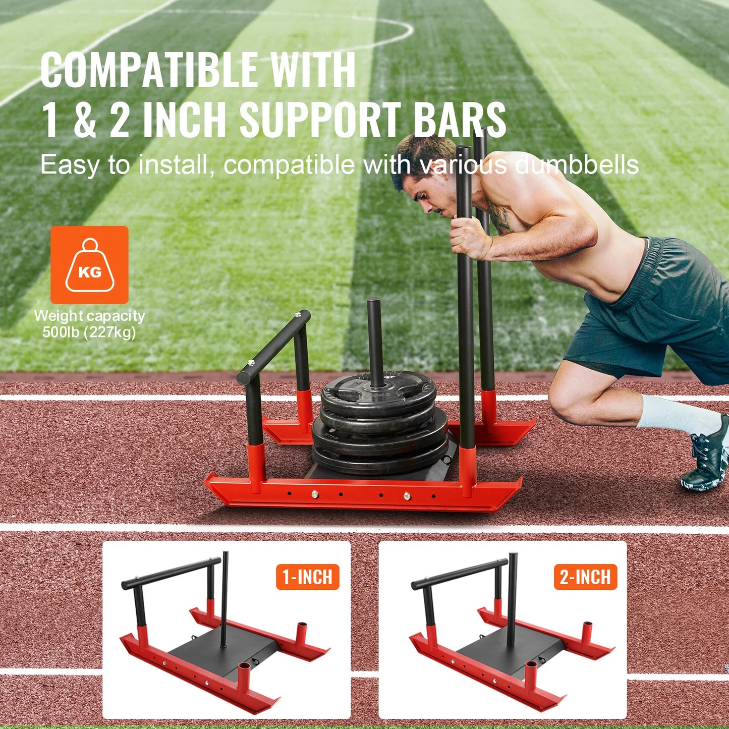 VEVOR Weight Training Sled Pull Push Power Sled with Handle, Fitness Strength Resistance Training, Steel Workout Equipment