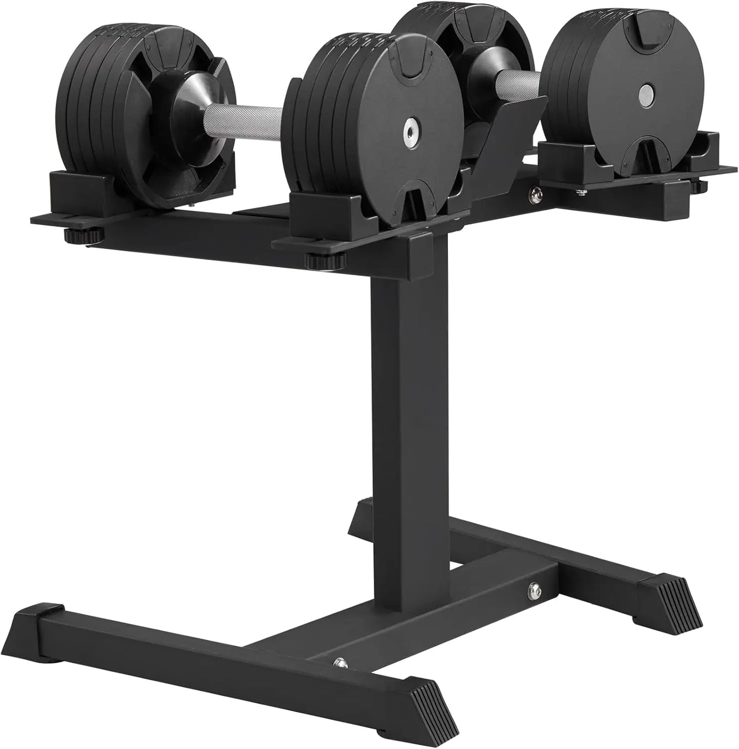 Adjustable Dumbbell Stand, up to 160 Pound Home Fitness Rack and Stand with Media Rack, Safe and Convenient Dumbbell Weight Hold